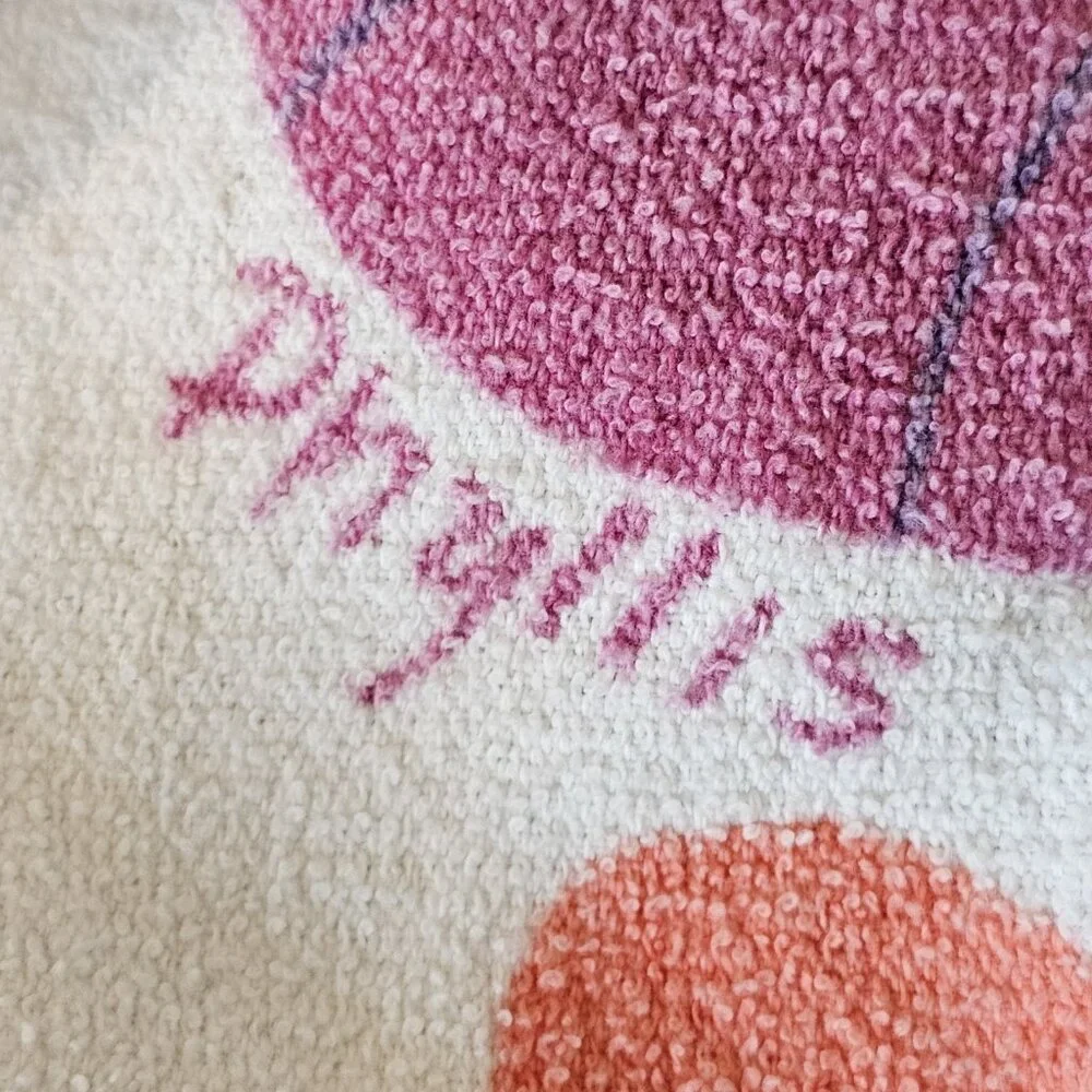 Vintage 70s Beach‎ Towel Rainbow Mermaid Flowers Retro Fishing By Phyllis